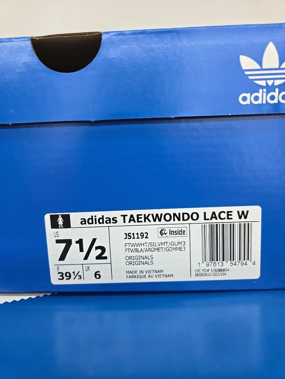 Adidas Women's Taekwondo JS1192 White Silver Metallic Gum Shoes Size 7.5 New